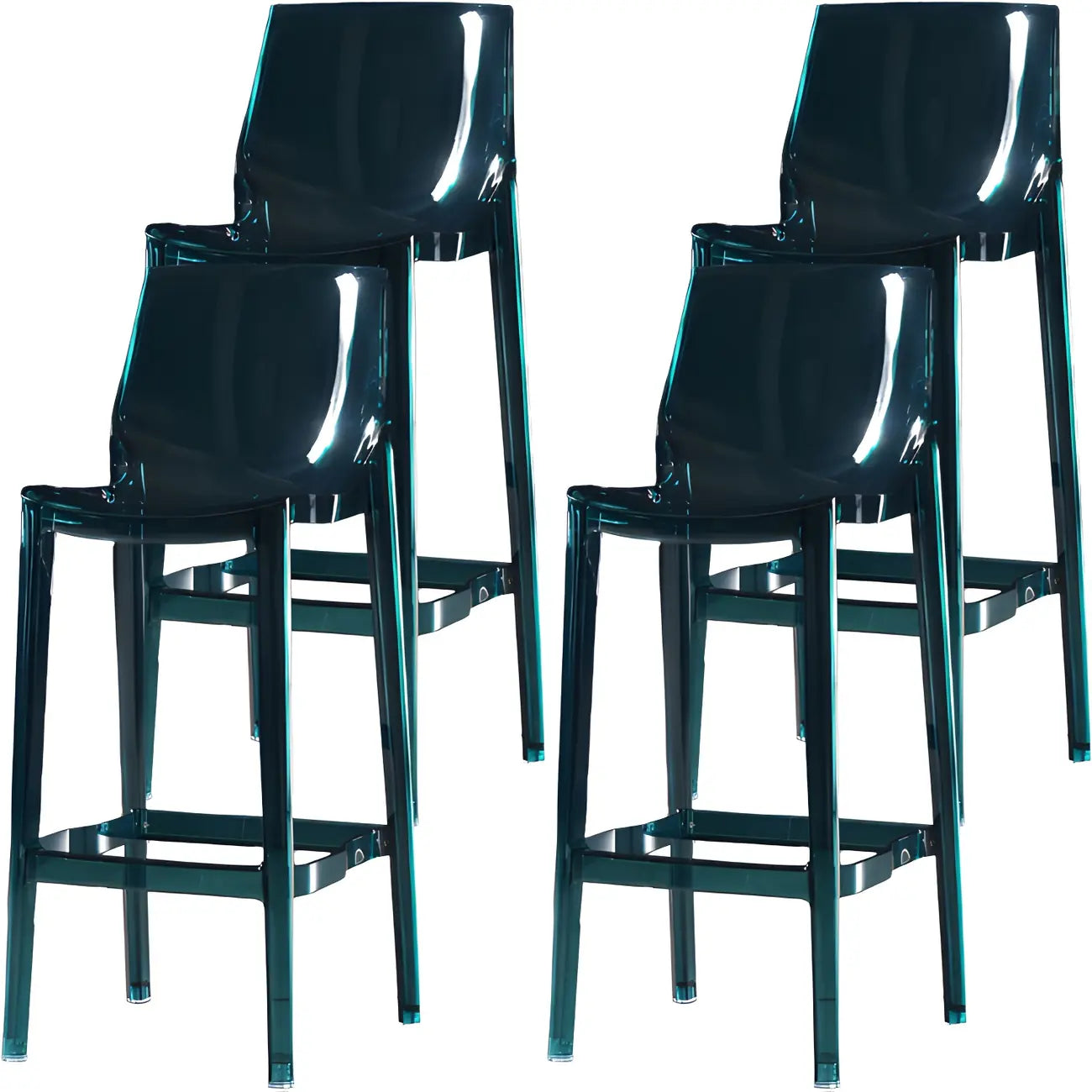 Tabouret de bar rectangulaire chic et résistant, en acrylique transparent moderne