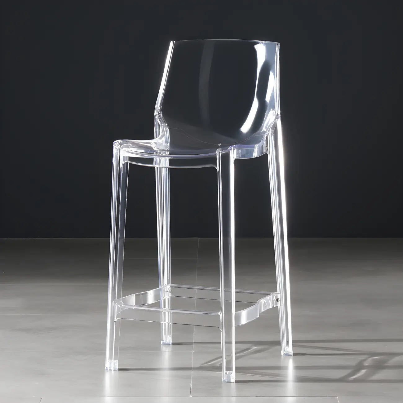 Tabouret de bar rectangulaire chic et résistant, en acrylique transparent moderne