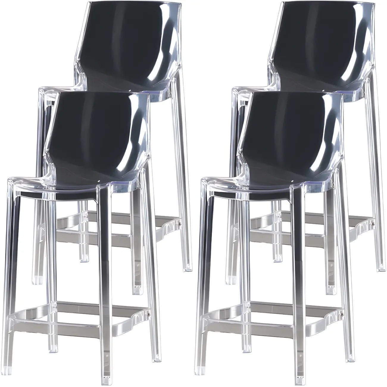 Tabouret de bar rectangulaire chic et résistant, en acrylique transparent moderne