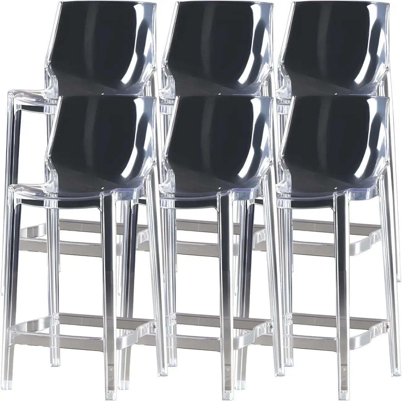 Tabouret de bar rectangulaire chic et résistant, en acrylique transparent moderne
