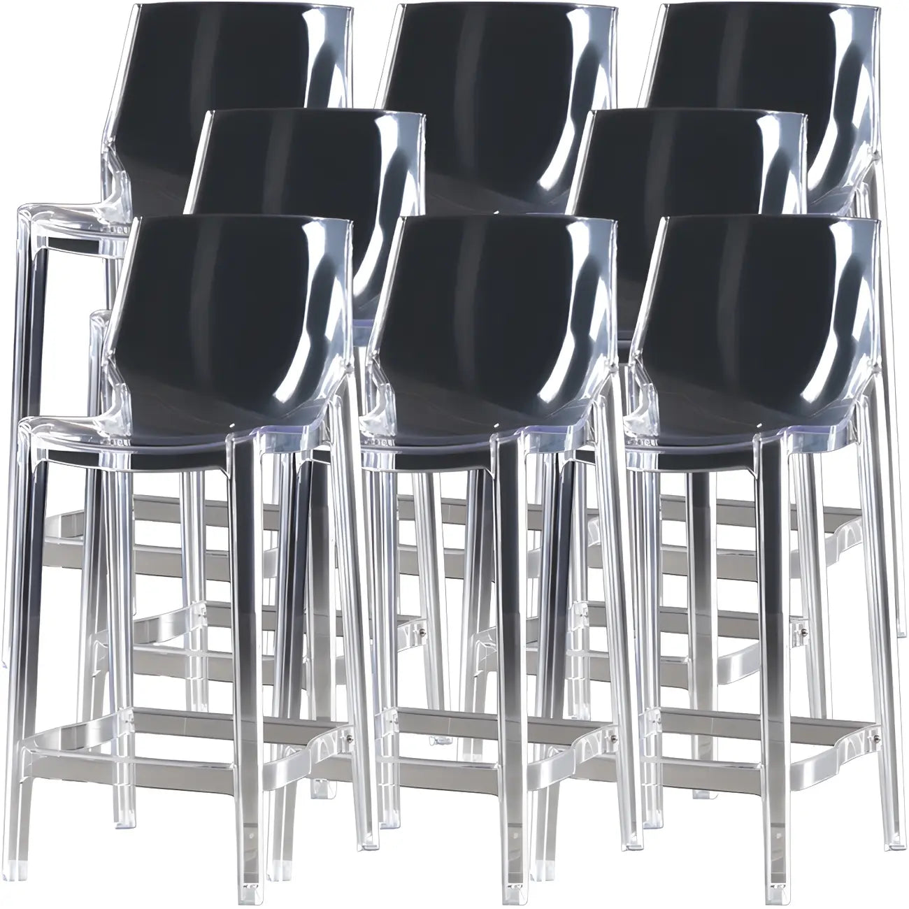 Tabouret de bar rectangulaire chic et résistant, en acrylique transparent moderne