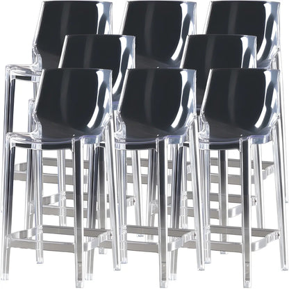 Tabouret de bar rectangulaire chic et résistant, en acrylique transparent moderne