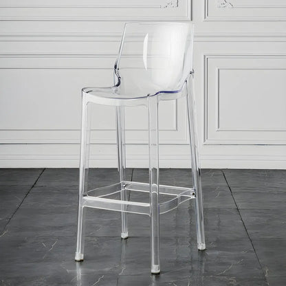 Tabouret de bar rectangulaire chic et résistant, en acrylique transparent moderne