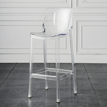 Tabouret de bar rectangulaire chic et résistant, en acrylique transparent moderne