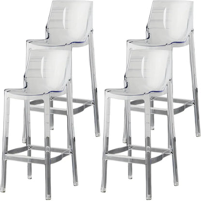 Tabouret de bar rectangulaire chic et résistant, en acrylique transparent moderne