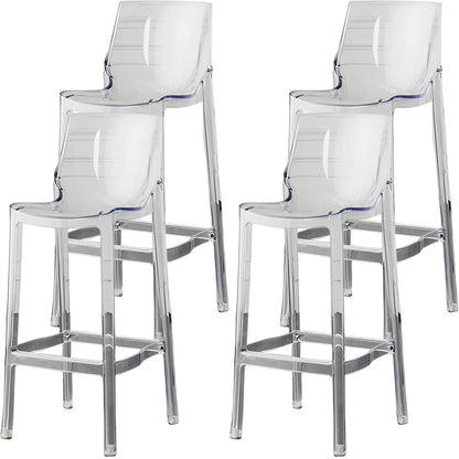 Tabouret de bar rectangulaire chic et résistant, en acrylique transparent moderne