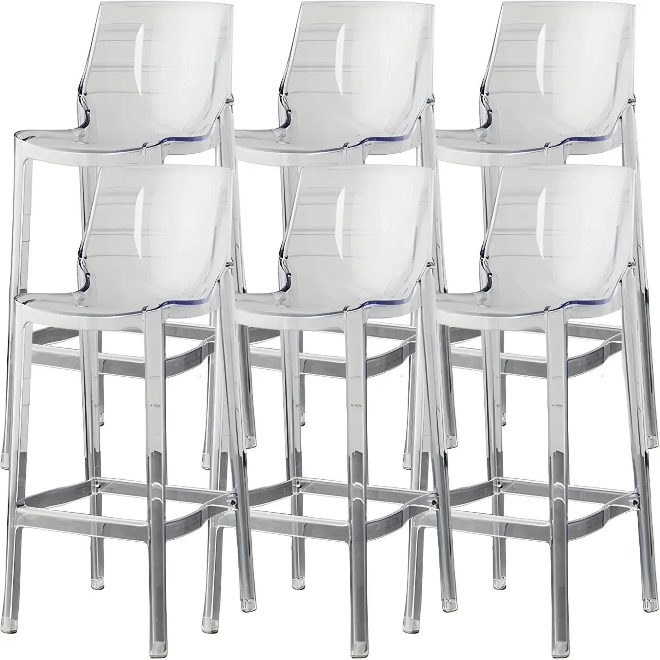 Tabouret de bar rectangulaire chic et résistant, en acrylique transparent moderne