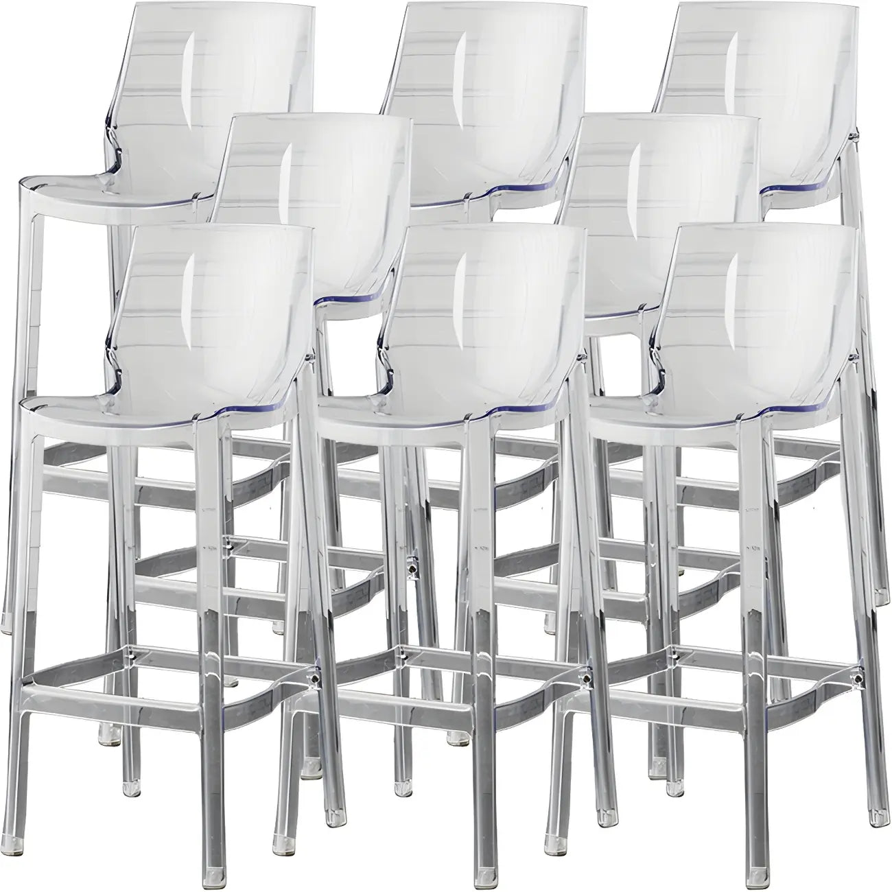 Tabouret de bar rectangulaire chic et résistant, en acrylique transparent moderne