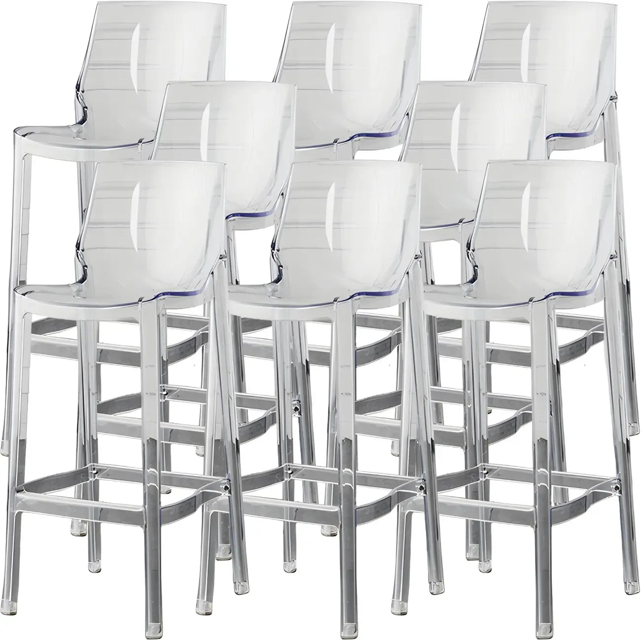 Tabouret de bar rectangulaire chic et résistant, en acrylique transparent moderne