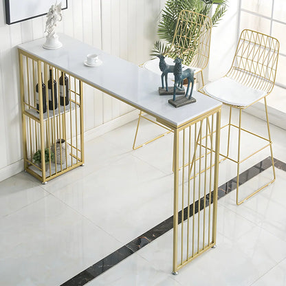 Table de bar blanche moderne avec grand espace de rangement pour les repas