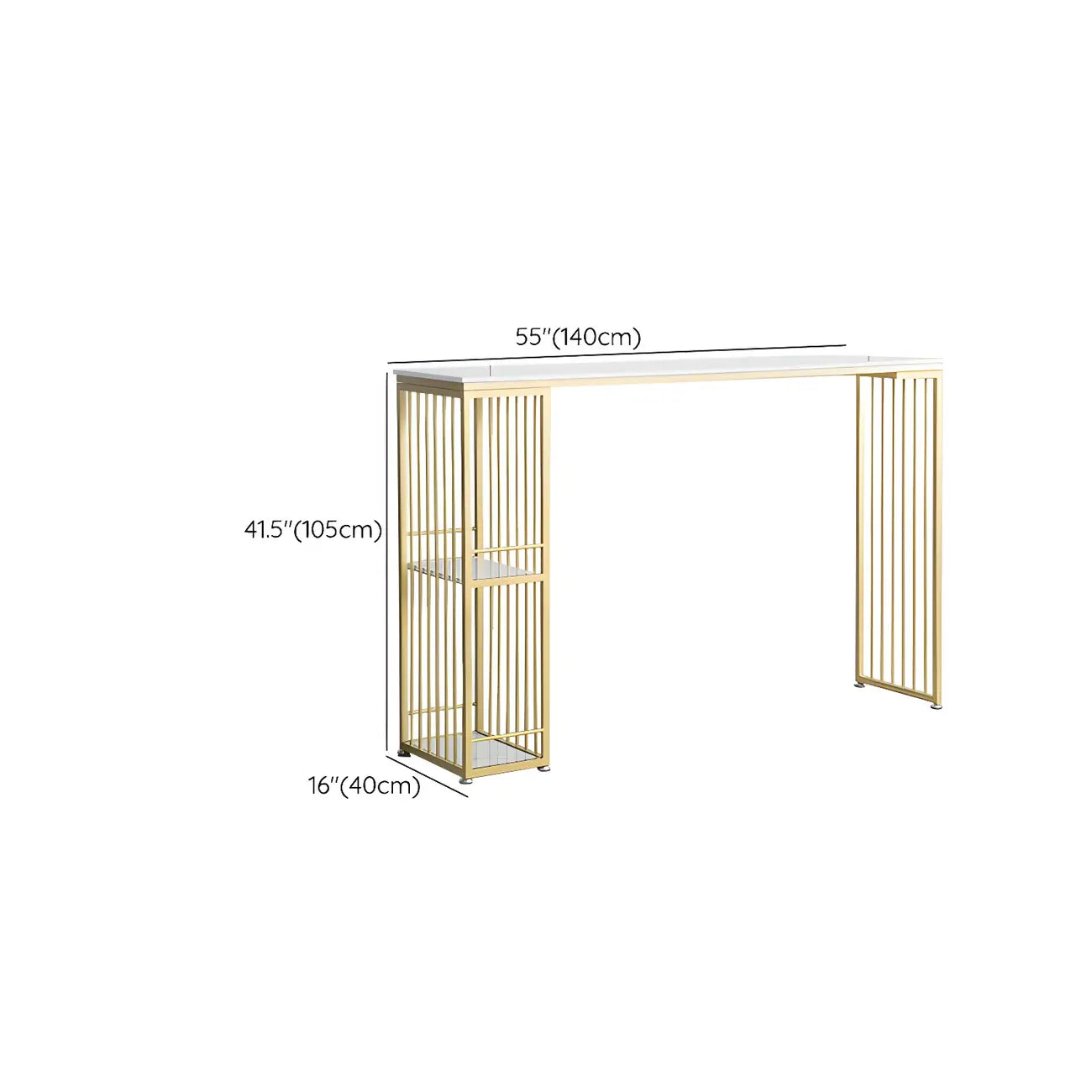 Table de bar blanche moderne avec grand espace de rangement pour les repas