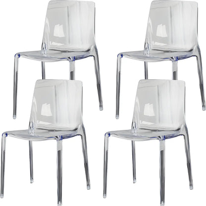 Chaise de salle à manger sans accoudoirs à dossier bas en acrylique ambré