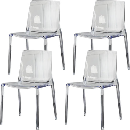 Chaise de salle à manger sans accoudoirs à dossier bas en acrylique ambré