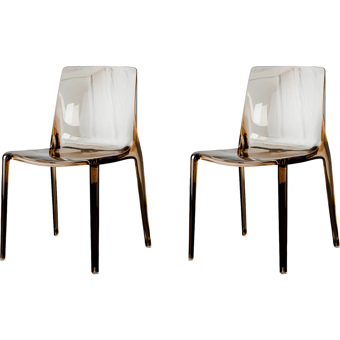 Chaise de salle à manger sans accoudoirs à dossier bas en acrylique ambré