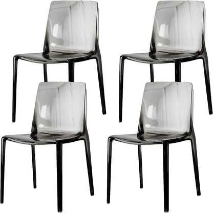 Chaise de salle à manger sans accoudoirs à dossier bas en acrylique ambré