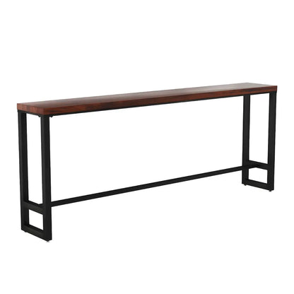 Table de bar rectangulaire en bois marron avec repose-pieds
