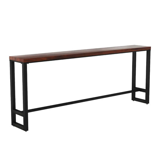 Table de bar rectangulaire en bois marron avec repose-pieds