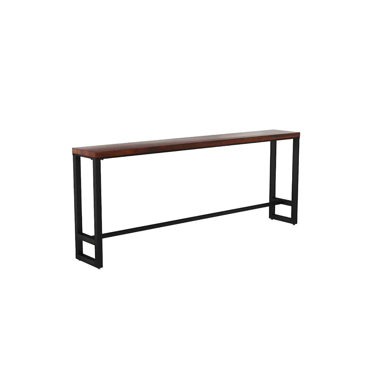 Table de bar rectangulaire en bois marron avec repose-pieds