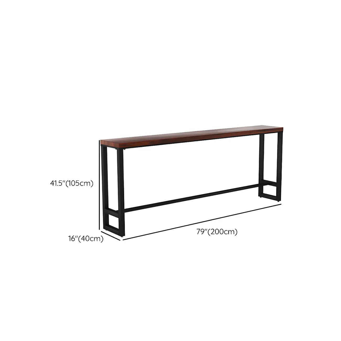 Table de bar rectangulaire en bois marron avec repose-pieds