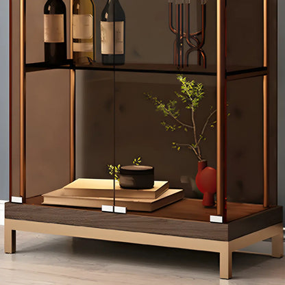 Vitrine ouverte à 4 niveaux en verre doré