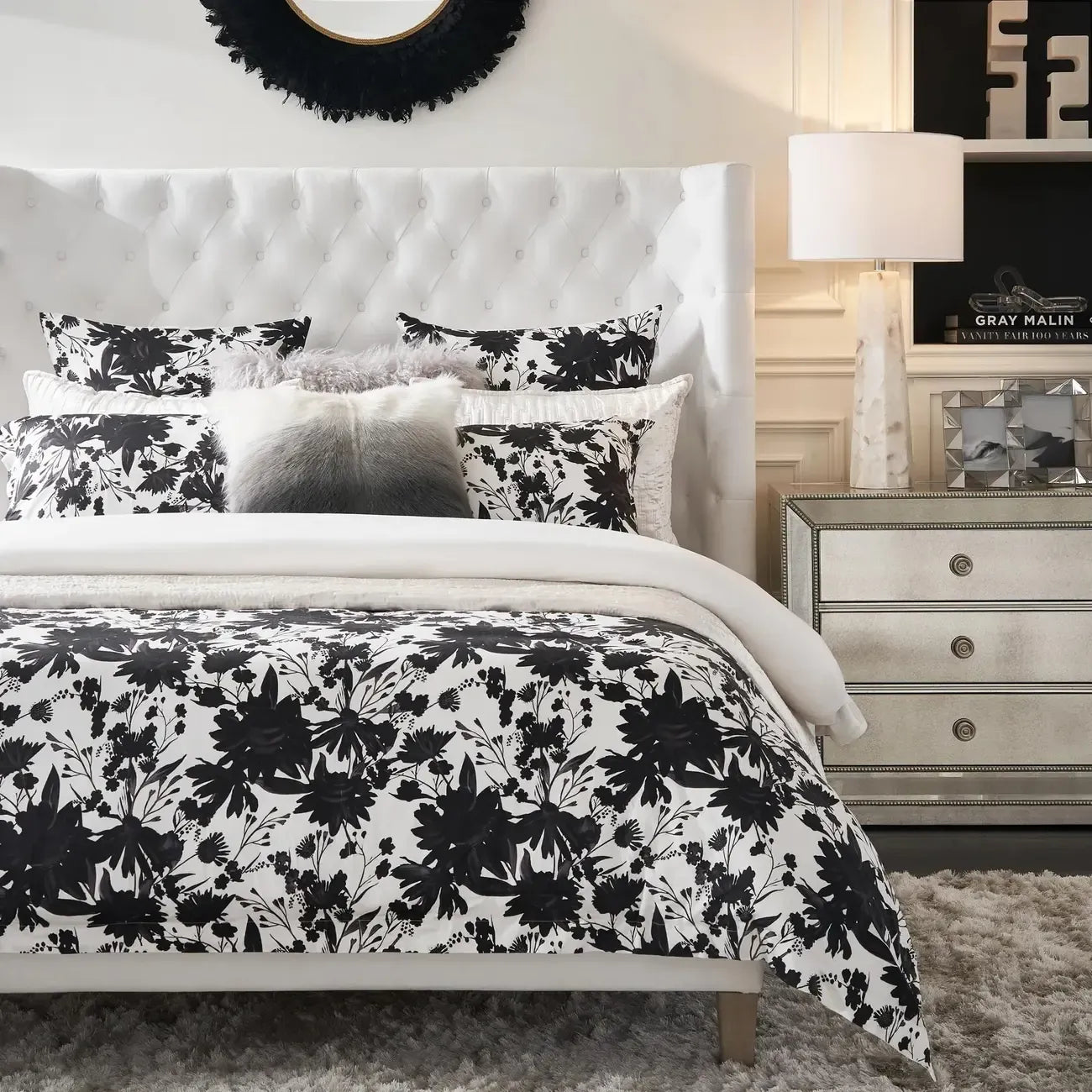 Lampe de table moderne en marbre et albâtre avec abat-jour en lin