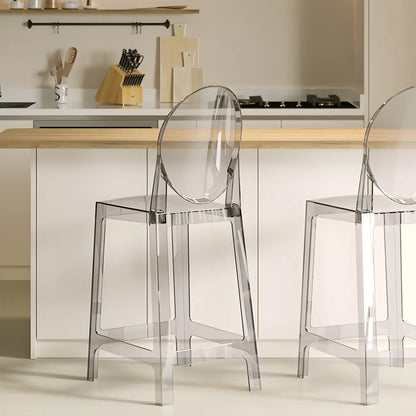 Tabouret de bar moderne en acrylique lisse et élégant avec dossier circulaire