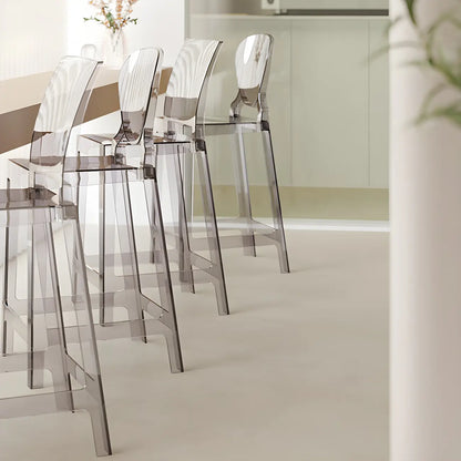 Tabouret de bar moderne en acrylique lisse et élégant avec dossier circulaire