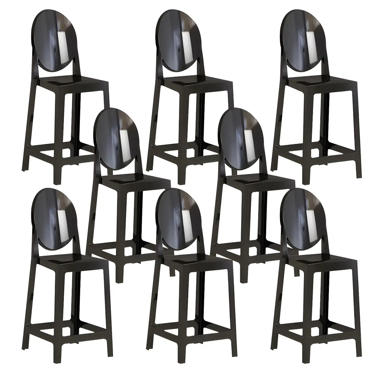 Tabouret de bar moderne en acrylique lisse et élégant avec dossier circulaire