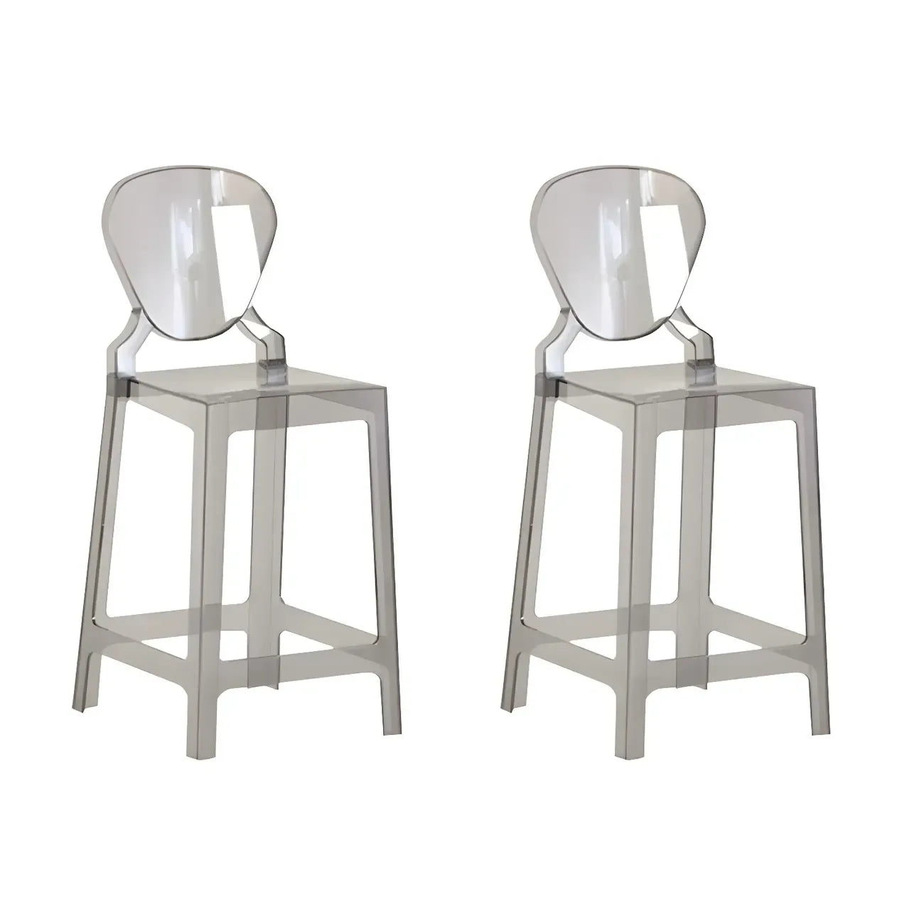 Tabouret de bar moderne en acrylique lisse et élégant avec dossier circulaire