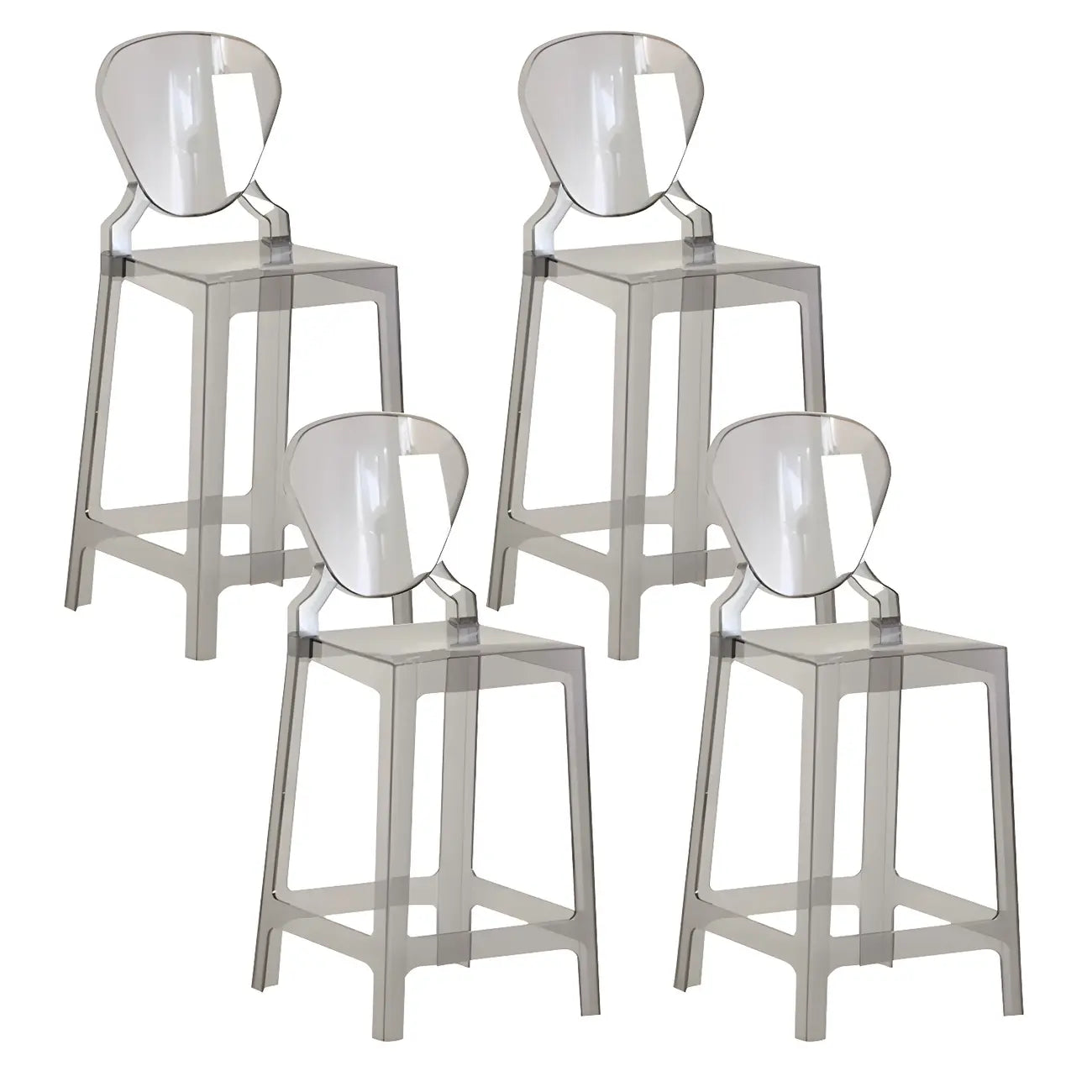 Tabouret de bar moderne en acrylique lisse et élégant avec dossier circulaire