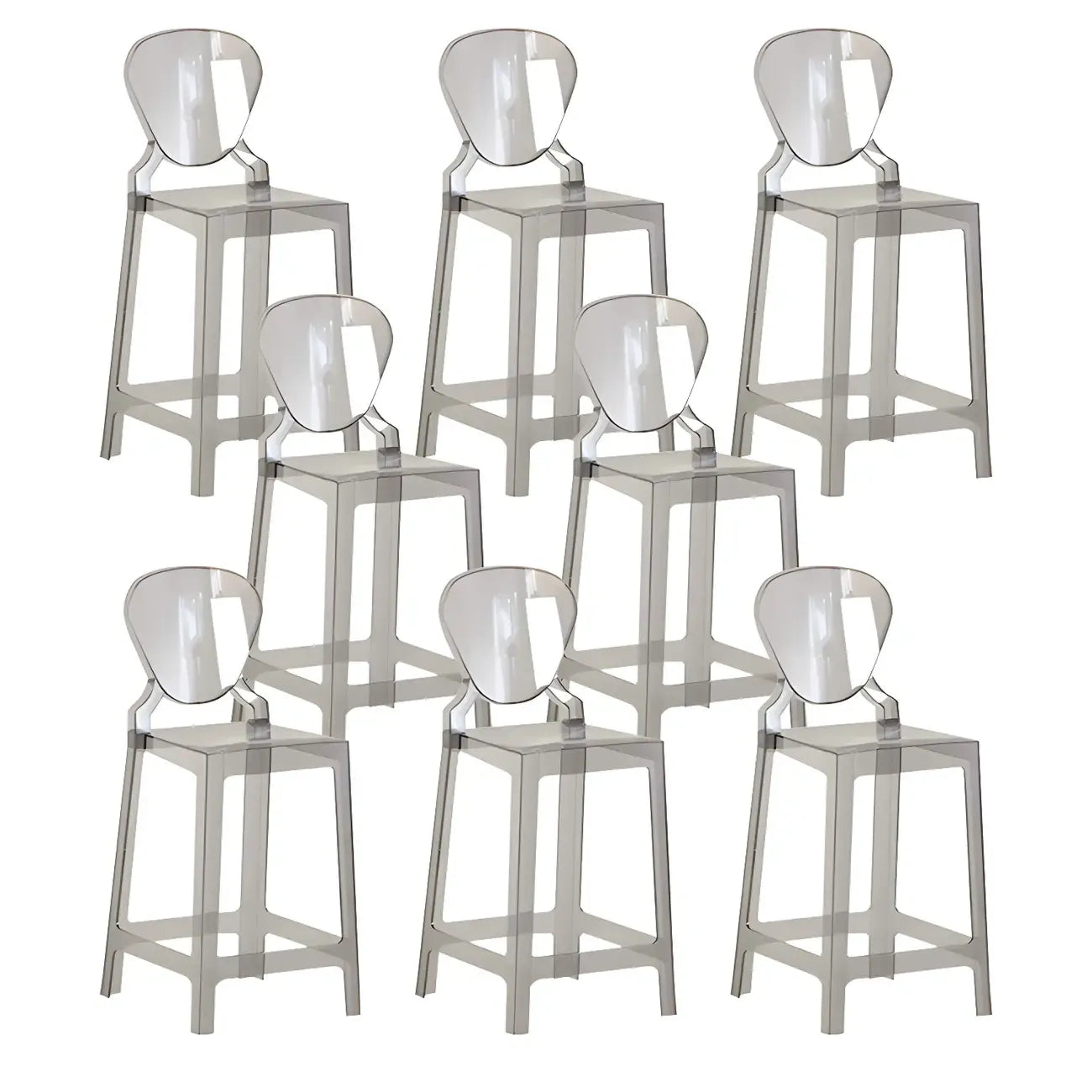 Tabouret de bar moderne en acrylique lisse et élégant avec dossier circulaire