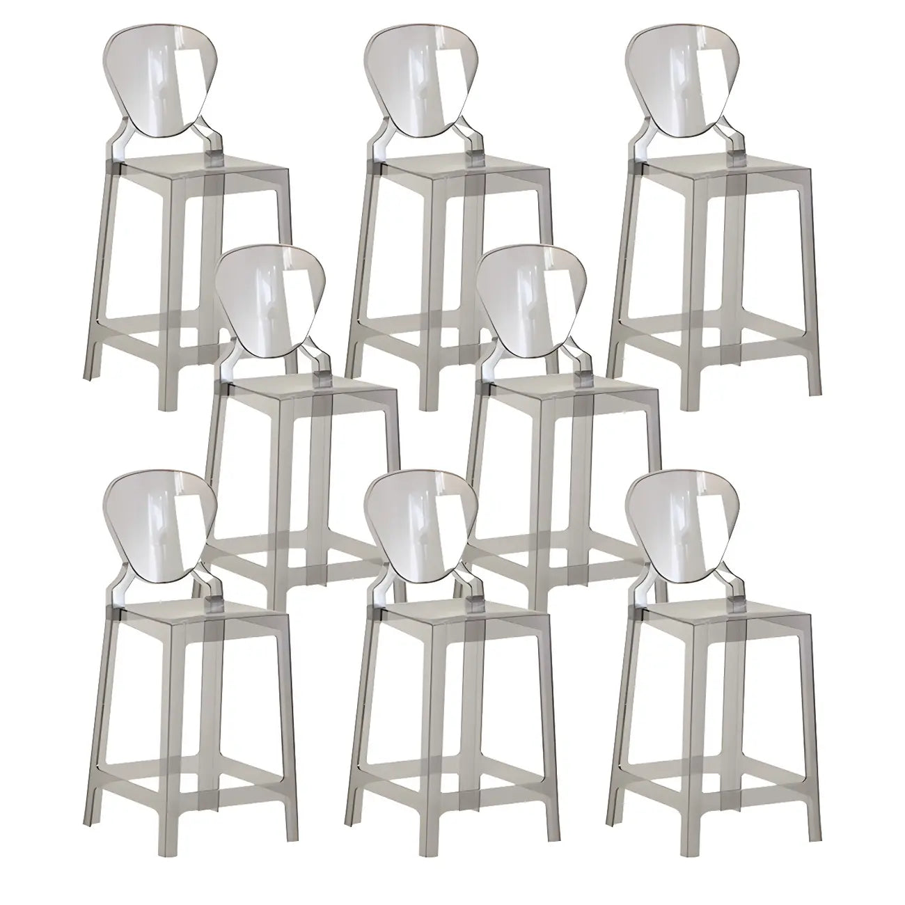 Tabouret de bar moderne en acrylique lisse et élégant avec dossier circulaire