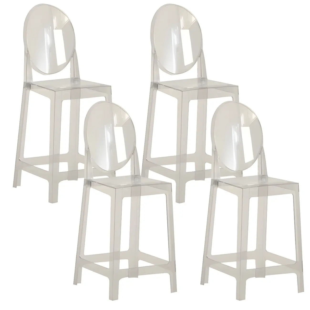 Tabouret de bar moderne en acrylique lisse et élégant avec dossier circulaire