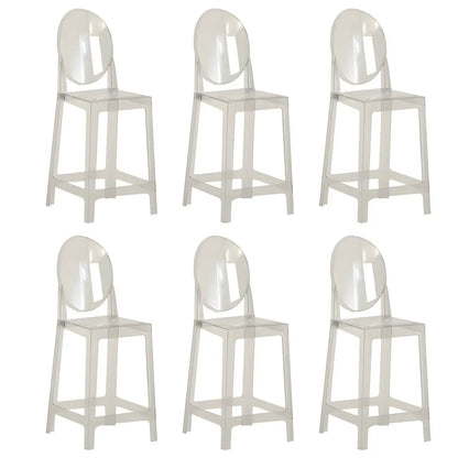 Tabouret de bar moderne en acrylique lisse et élégant avec dossier circulaire