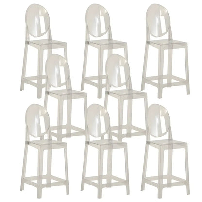 Tabouret de bar moderne en acrylique lisse et élégant avec dossier circulaire