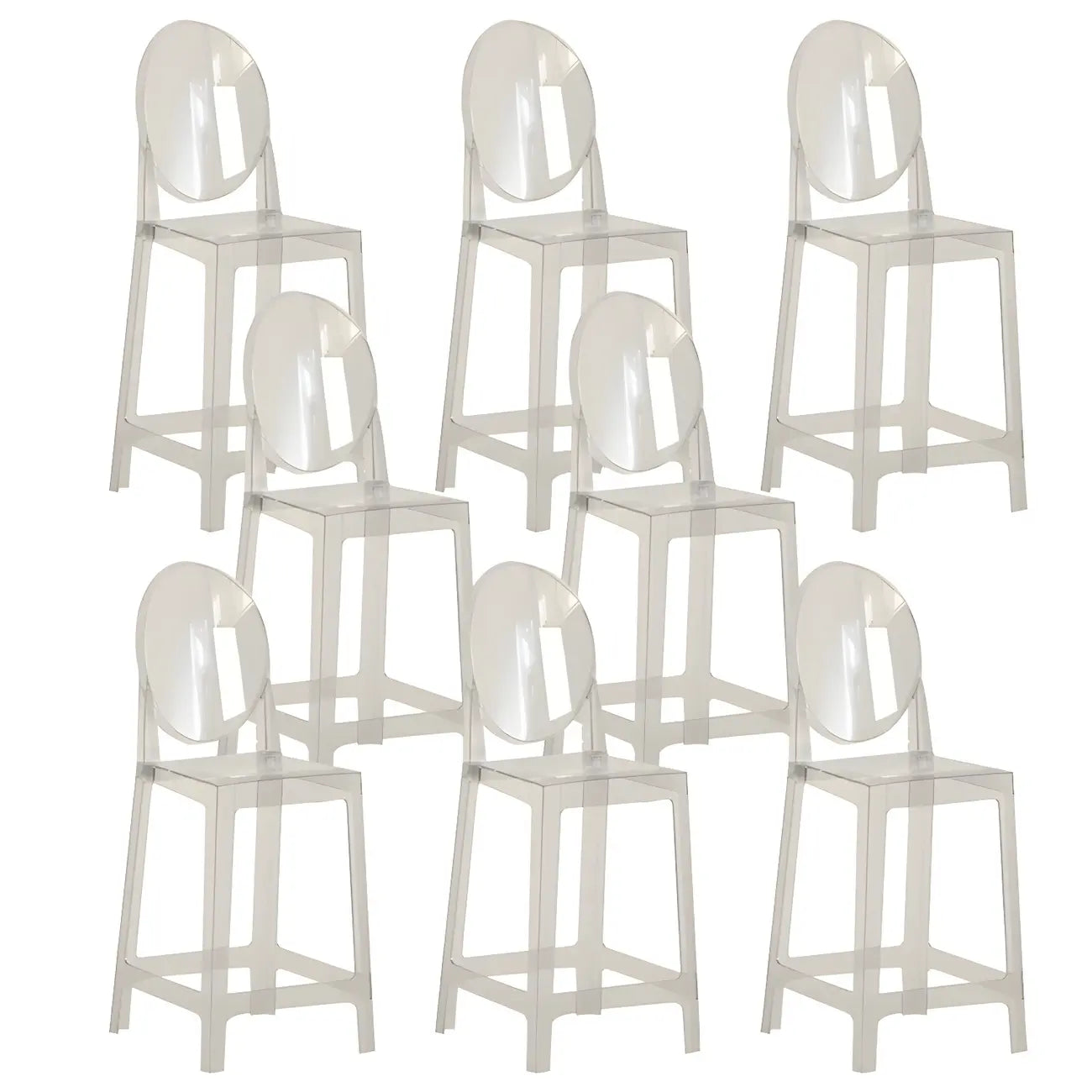 Tabouret de bar moderne en acrylique lisse et élégant avec dossier circulaire