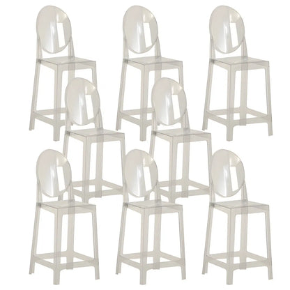 Tabouret de bar moderne en acrylique lisse et élégant avec dossier circulaire