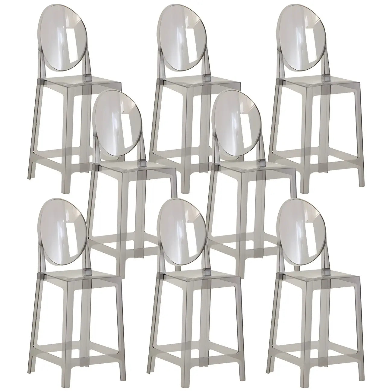 Tabouret de bar moderne en acrylique lisse et élégant avec dossier circulaire