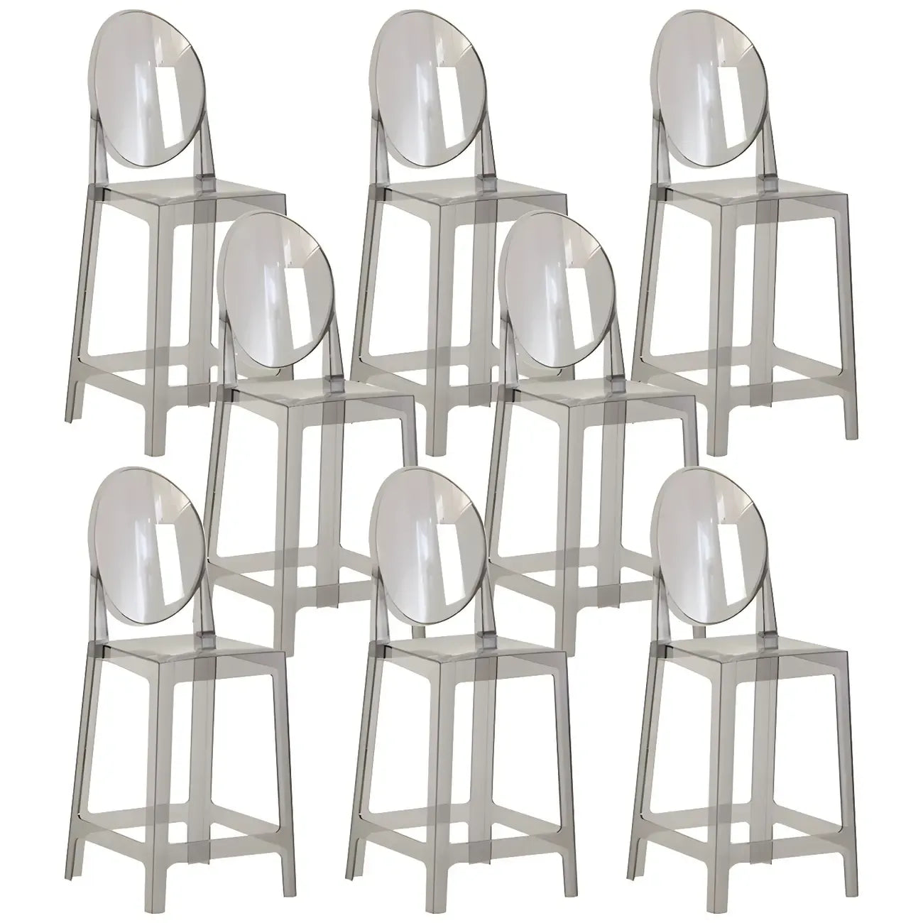 Tabouret de bar moderne en acrylique lisse et élégant avec dossier circulaire