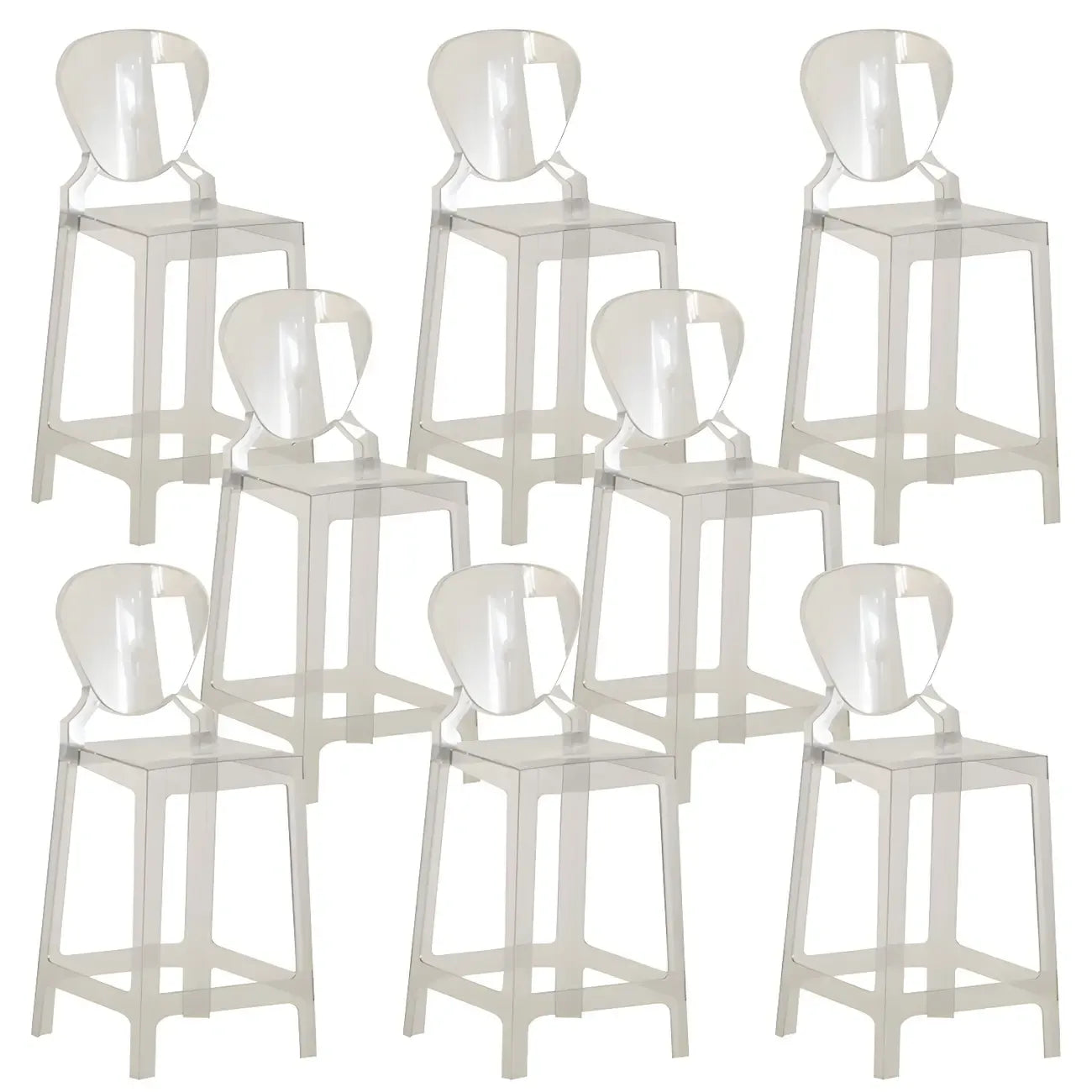 Tabouret de bar moderne en acrylique lisse et élégant avec dossier circulaire