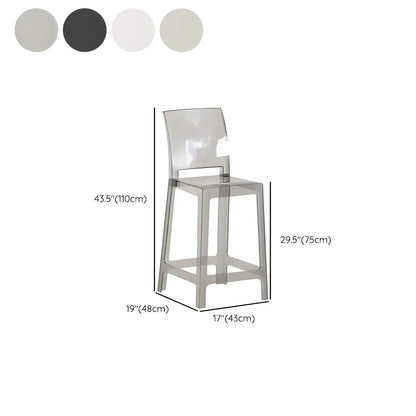 Tabouret de bar moderne en acrylique lisse et élégant avec dossier circulaire