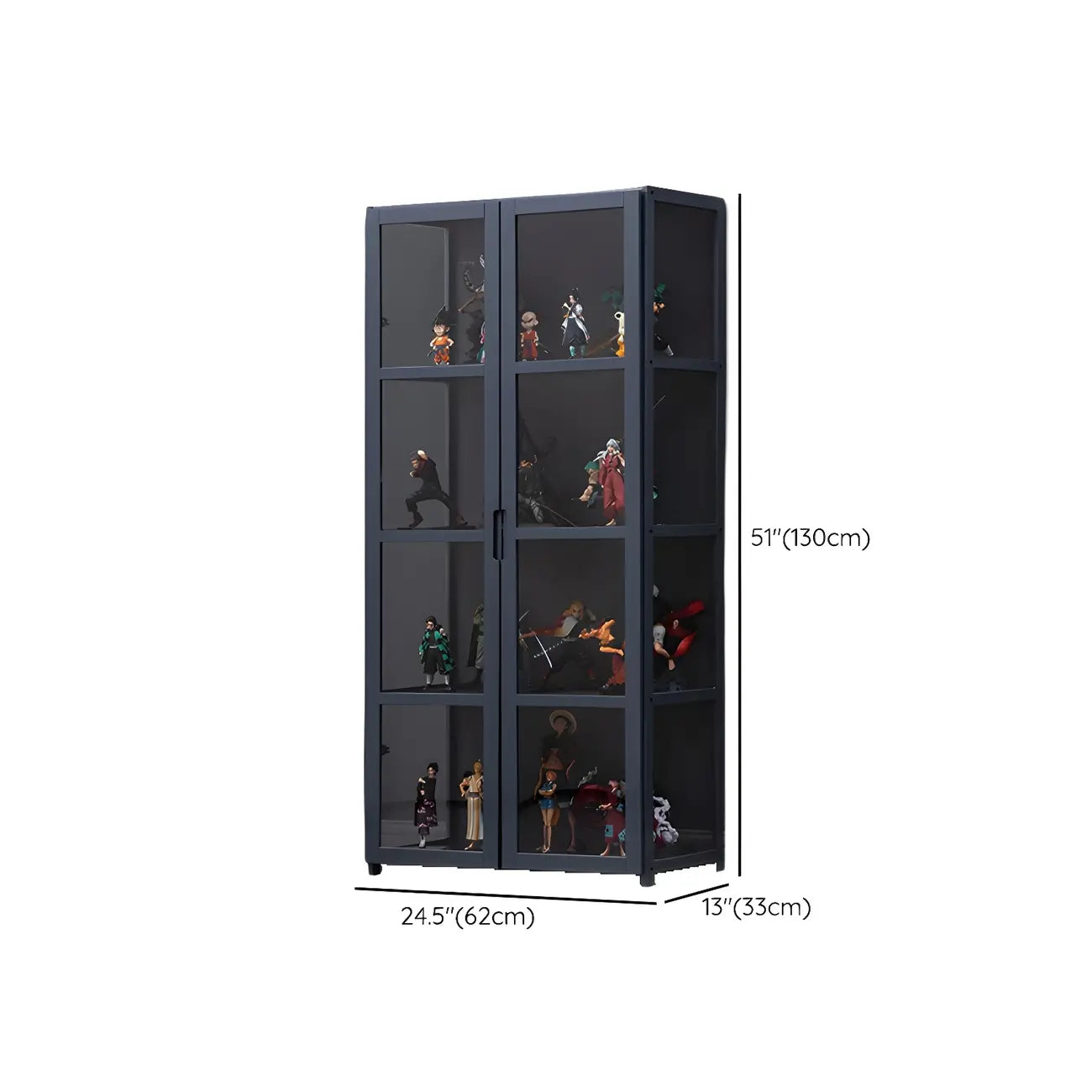 Étagère en bambou gris, vitrine avec porte en acrylique