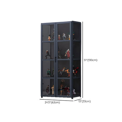 Étagère en bambou gris, vitrine avec porte en acrylique