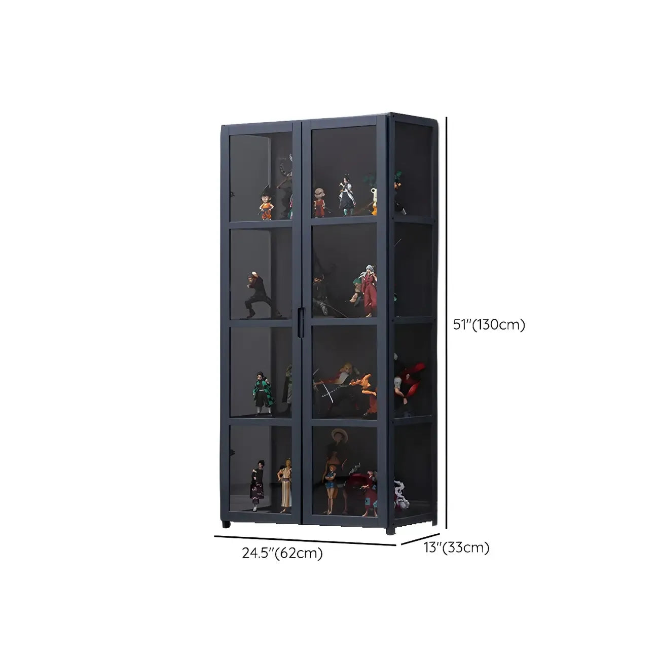 Étagère en bambou gris, vitrine avec porte en acrylique