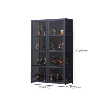 Étagère en bambou gris, vitrine avec porte en acrylique