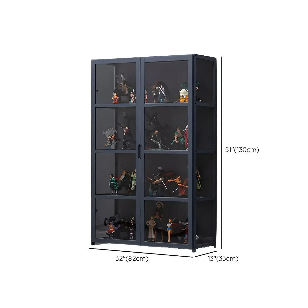 Étagère en bambou gris, vitrine avec porte en acrylique