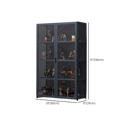 Étagère en bambou gris, vitrine avec porte en acrylique