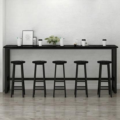 Table de bar rectangulaire haute en bois et métal noir