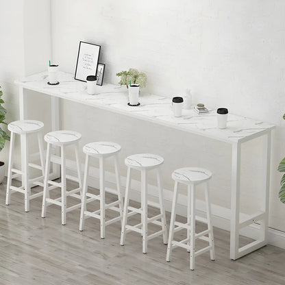 Table de bar rectangulaire haute en bois et métal noir