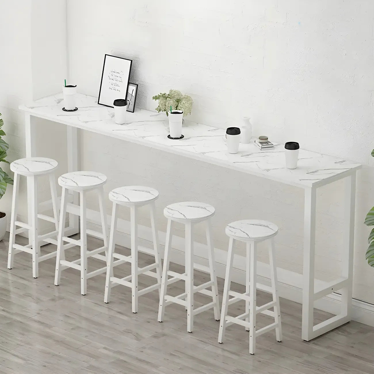 Table de bar rectangulaire haute en bois et métal noir
